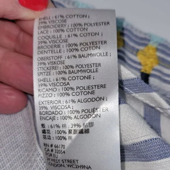 Anthropologie The Cate Classic Button Up Embroidered Stripe Shirt Women's SZ XS - Picture 12 of 13